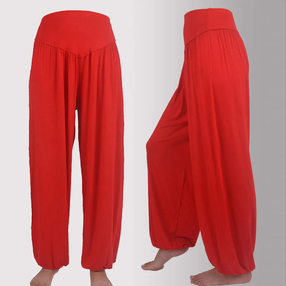 Women Elastic Loose Dance Yoga Pants Gym Workout Trousers Commute Sweat Pants High Waisted Female Clothing Calça Feminina