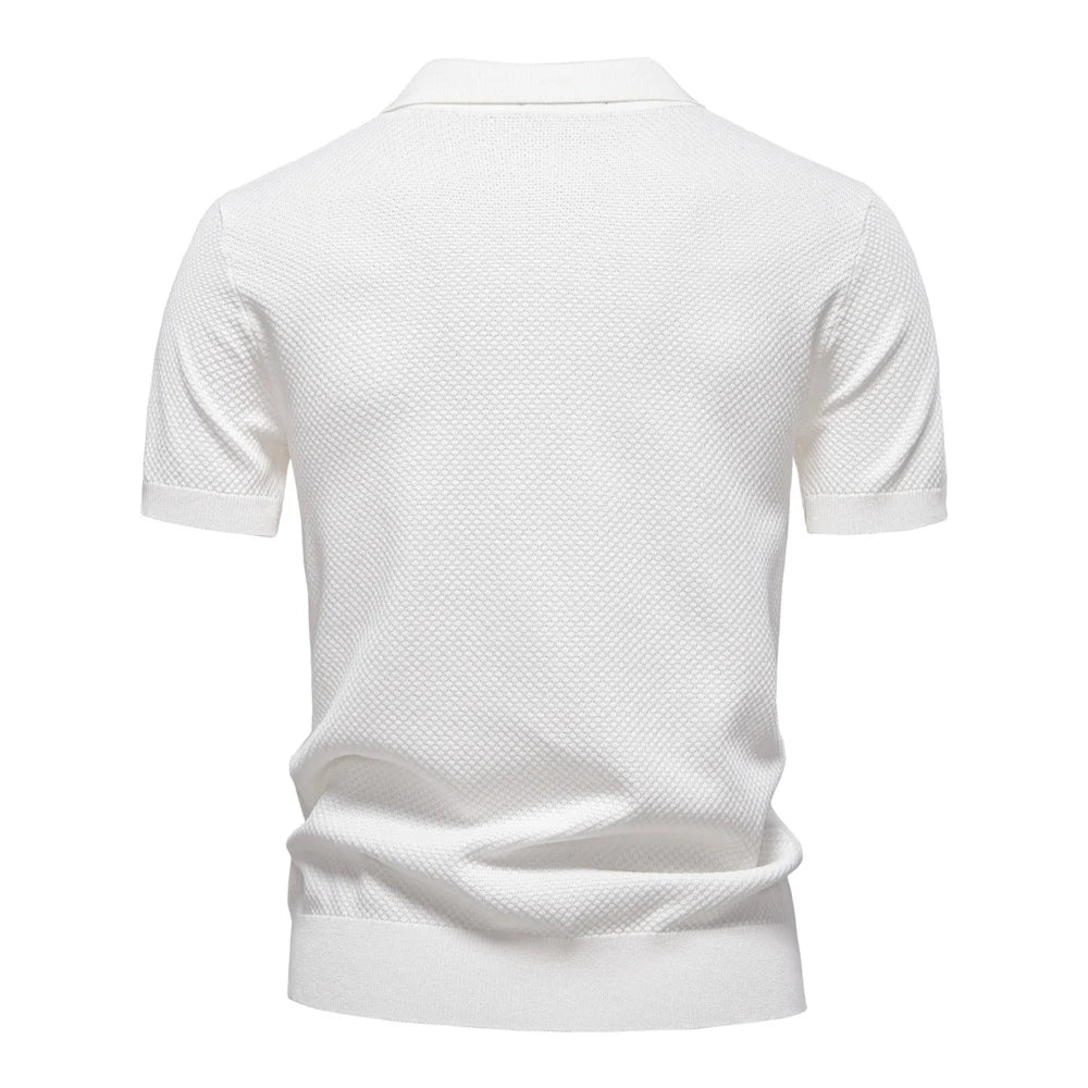 AIOPESON Men's Summer Breathable Polo Shirt Short Sleeve Solid Color Casual Polo Shirts for Men Lightweight Stretch Polo ﻿