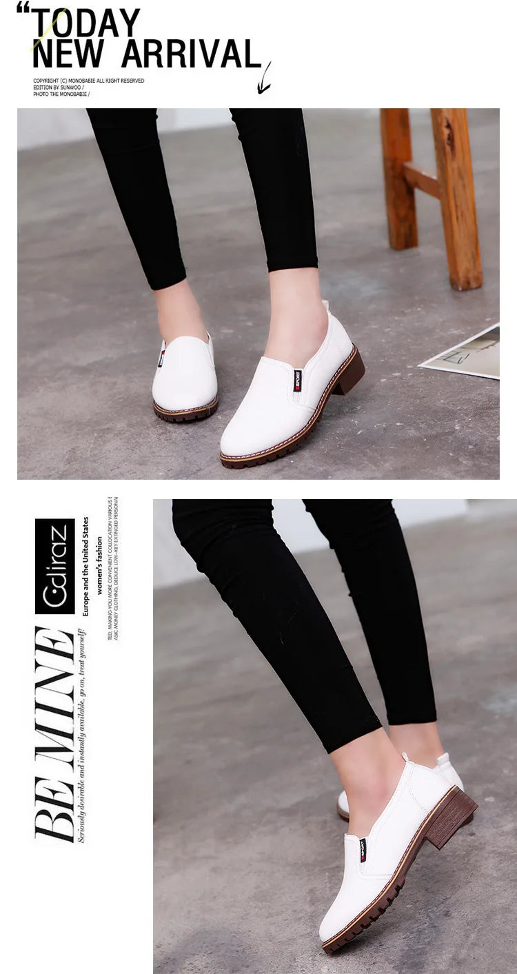 Summer Footwear for Woman Flat Solid Color Oxford Shoes Soft Leather Sneakers Low Medium Pumps Slip on Loafers Shoes for Women