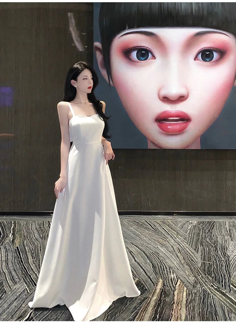 Chic Evening Dresses Dress Women's Elegant Banquet High-End Travel Vacation Photo Dress New Summer Long Sling Dress
