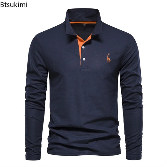 2026 New Polo T-shirts for Men High Grade Embroidery Solid Long Sleeve Golf Polo Shirts Spring Autumn Social Business Male Tops