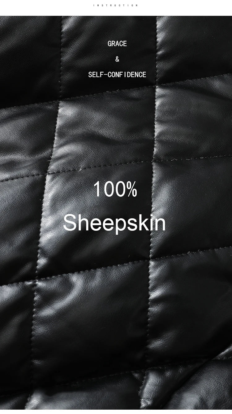 Julypalette 90% White Duck Down Real Sheepskin Jackets Black Casual Women Winter Zipper Lambskin Leather Warm Coats Size M-5XL