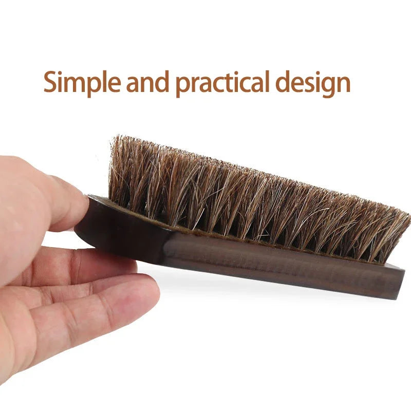 Real Horse Hair Shoe Brush Polish Natural Horsehair Leather Soft Polishing Tool Bootpolish Cleaning Brush For Suede Nubuck Boot