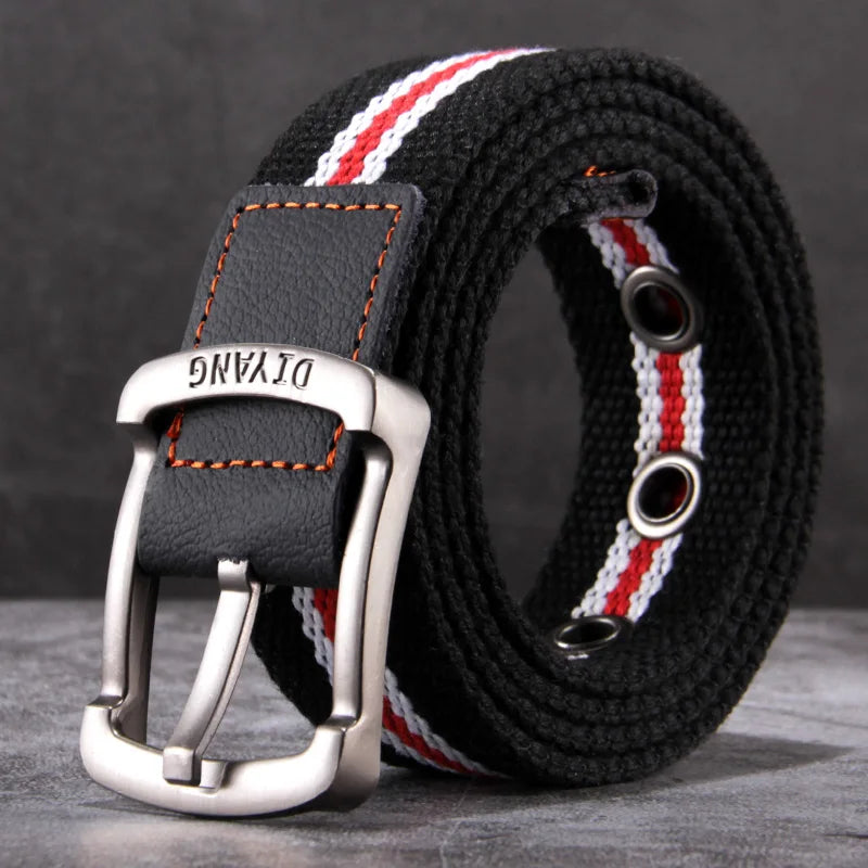 Belt, men's canvas buckle belt, casual work pants belt, young people's trend pants belt, versatile student trend fashion belt