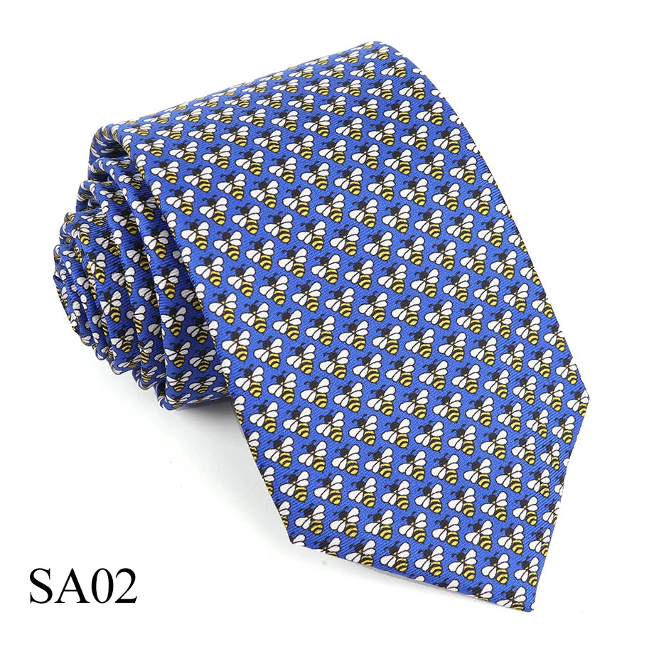 Tailor Smith 100% Silk Ties For Men Fashion Necktie With Bee butterfly sailboat  Animal Pattern Tie Father's Day Birthday Holida