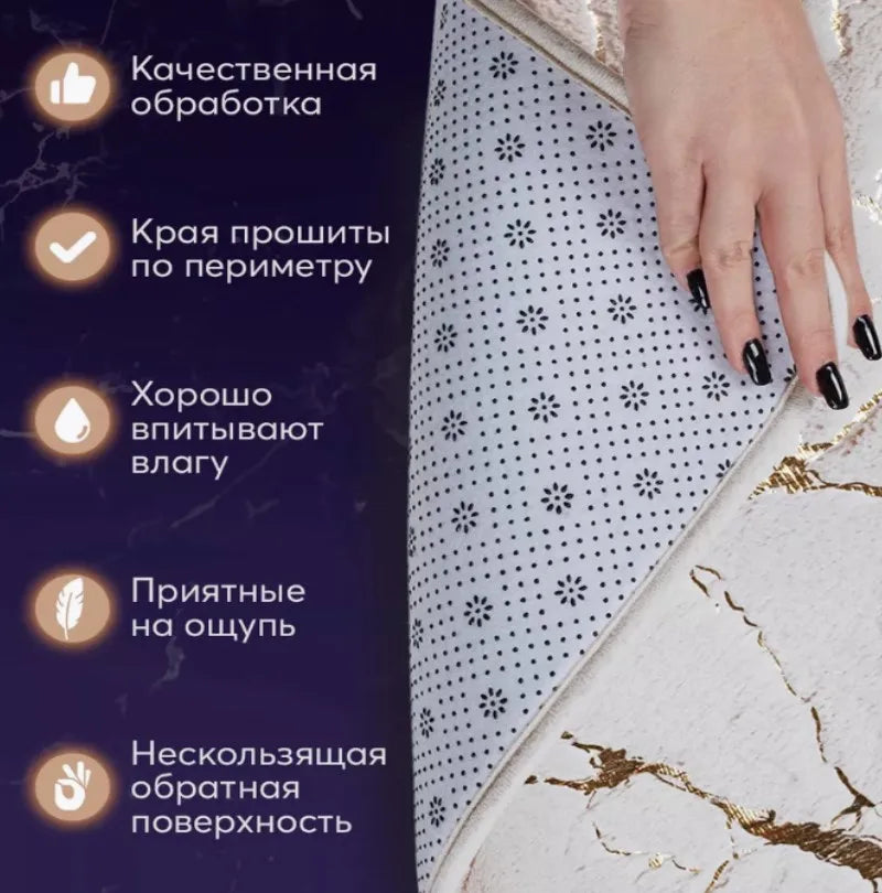 Marble Bathroom Rugs Nonslip Black Gold Bathroom Mats Soft Rabbit Fur Bath Mats for Bathroom Floor Mats Carpet коврик для ванной