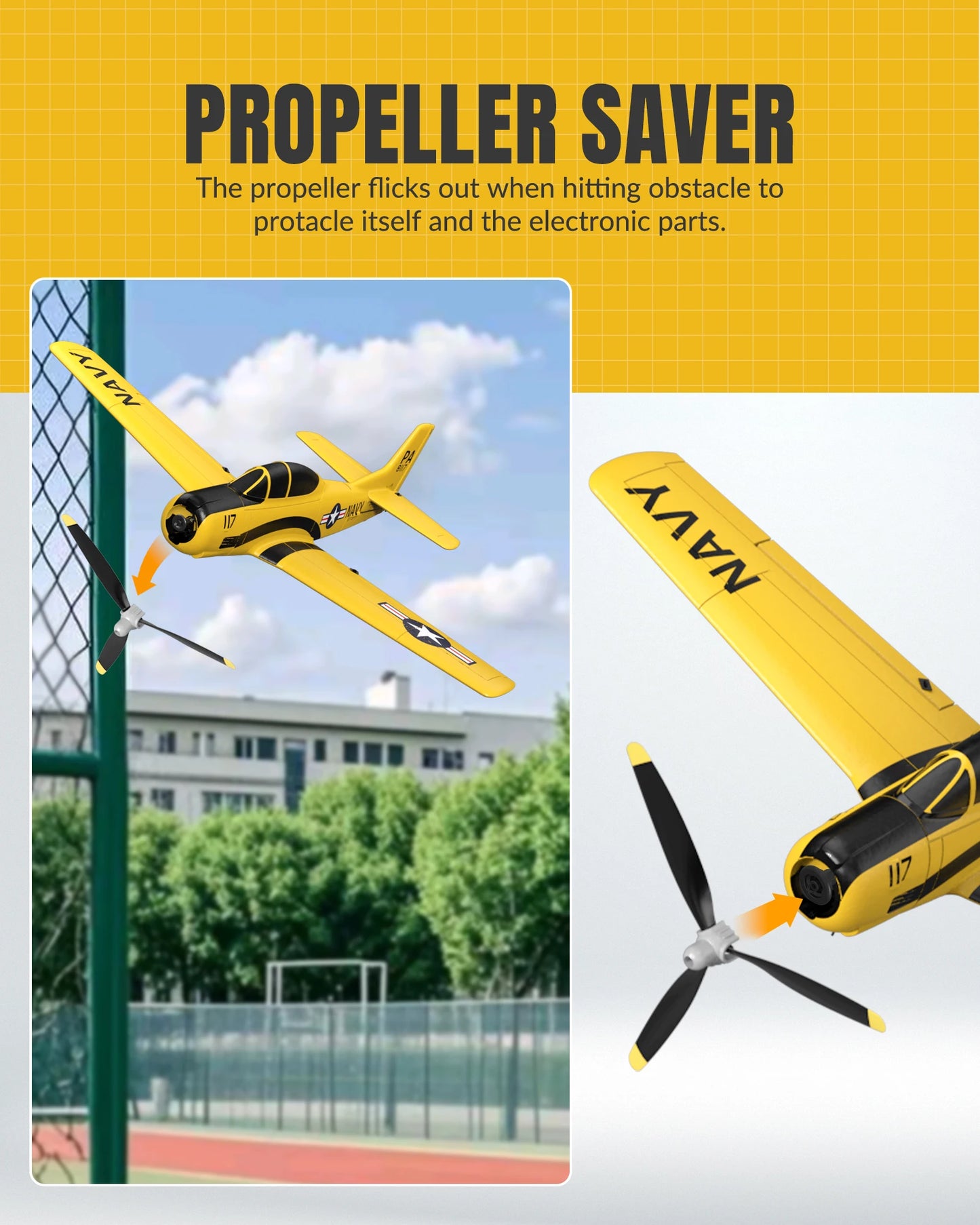 VOLANTEXRC T28 Trojan RC Plane 2.4G 4CH EPP Foam RC Warbird Fighter with Xpilot Self Righting One Key Aerobatic RC Airplane