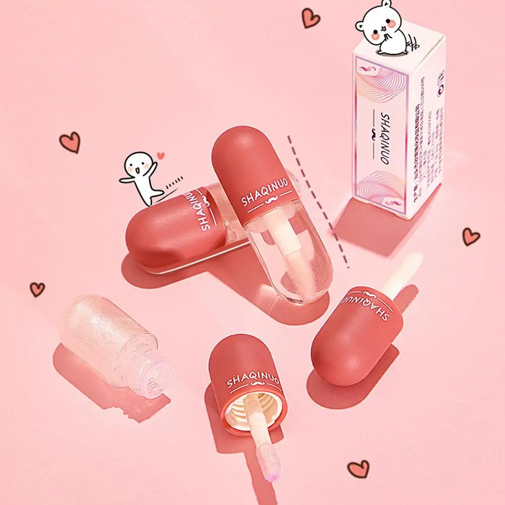 4Colors Lip Gloss Set Water-Gloss Lip Glaze, Moisturizing, Waterproof, Non-Stick Cup, High Pigment & Long-Lasting