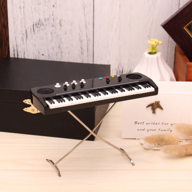 Handmade Wooden Musical Instruments Collection Decorative Ornaments Mini Electronic Organ Miniature Model Decoration Gifts