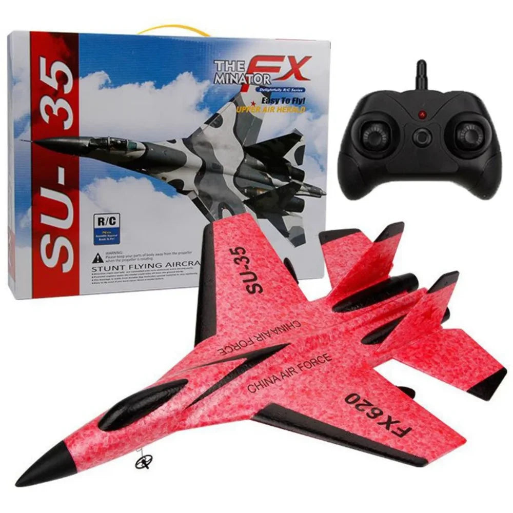 RC Foam Aircraft SU35 Plane 2.4G Radio Control Glider with Night Lights Remote Control Fighter Glider Easy to Fly for Boys Gift