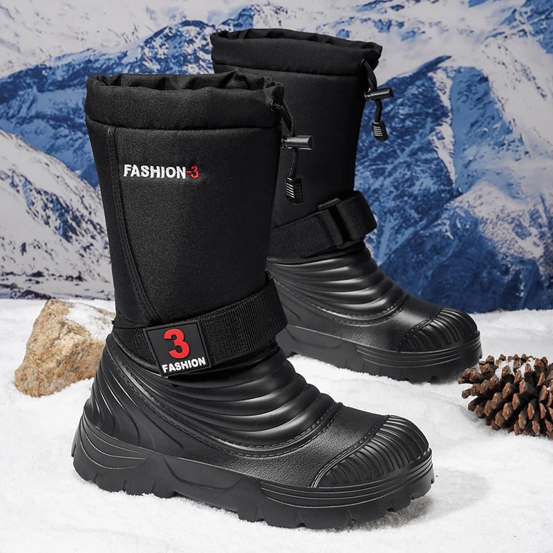Men's New Snow Boots for Autumn and Winter, Fleece-Lined and Thickened, Cold-Proof, Outdoor Warm, Waterproof, Anti-Skiing, Hiking