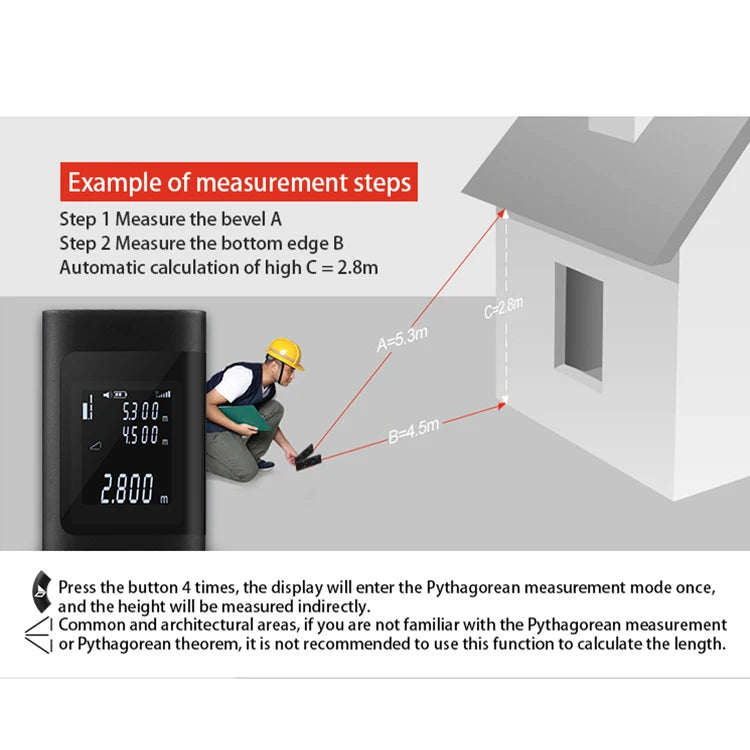 40M Laser Distance Meter Portable Rangefinder USB Charging Laser Trena Measure Tools Digital Rangefinder With Angle Measure