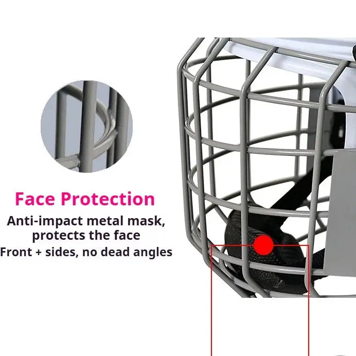ICE HOCKEY HELMET - Certified for Roller & Street Hockey, Lacrosse,Adjustable Full Protection Headgear with Ear Protection