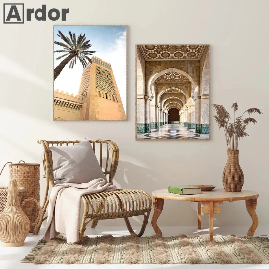 Islamic Morocco Astaka Canvas Painting Mosque No God Except Allah Calligraphy Poster And Print Boho Pictures Living Room Decor
