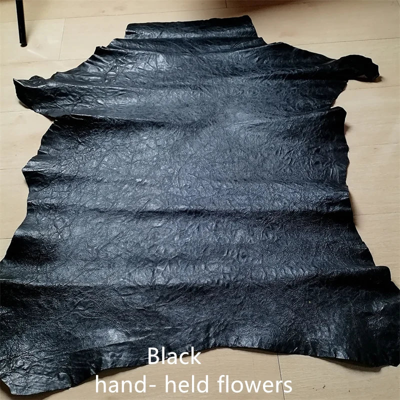 0.7/0.9mm Black Vegetable-Tanned Sheepskin. Top-Grain Leather. Genuine Leather Fabric. DIY Hand For Shoes.Bag. A Whole Sheepskin