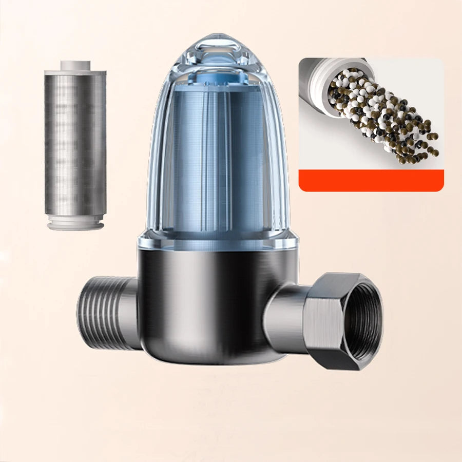 Shower Water Filter Stainless Steel High Pressure PreFilter Water Heater Purifier for Showers Sinks Spin Down Sediment Filter