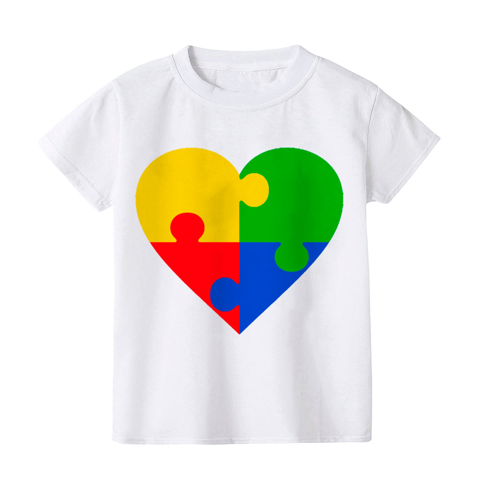 Autism Awareness Kids Tshirt Toddler T-shirt Boy Girl Clothes Autism Heart Chilld Shirt Care for Autistic Patients Children Tee