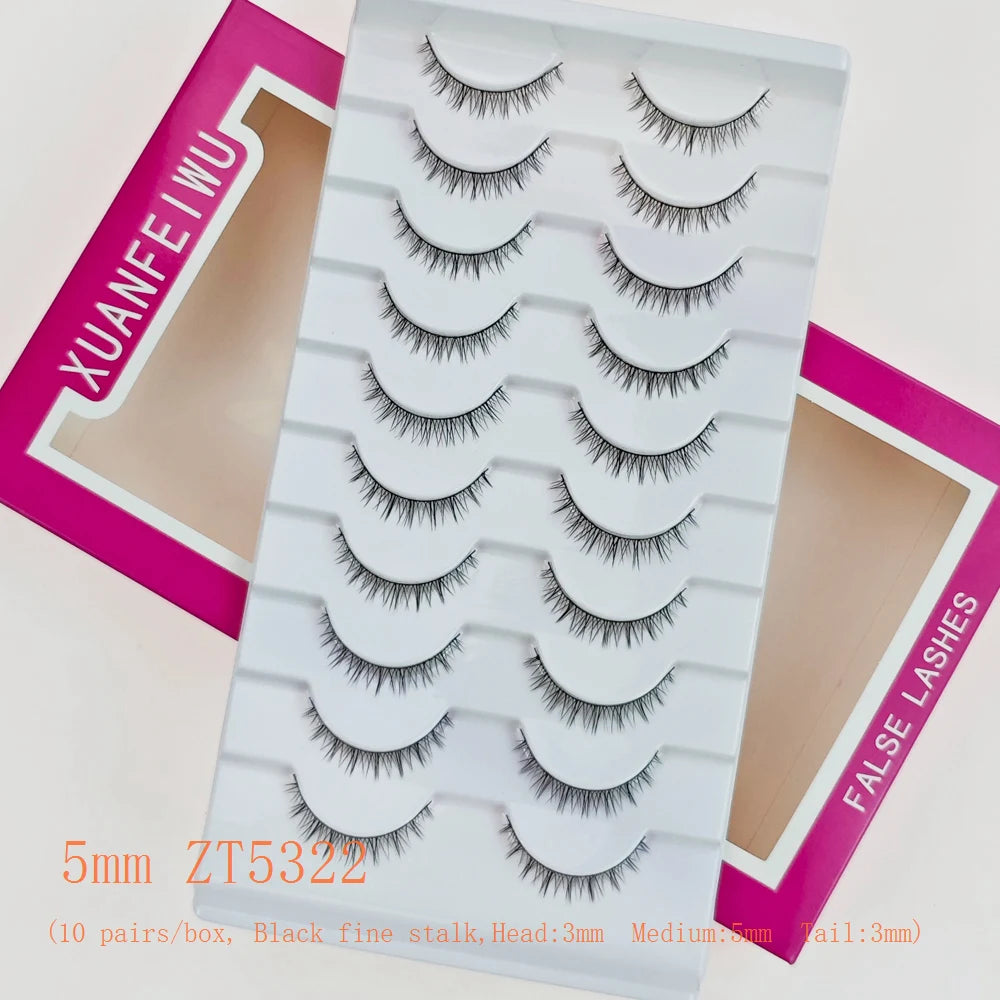 Xuanfeiwu Natural Short Style No-Makeup Look Sparse Full-Strip Ultra-Natural Realistic One-Piece Natural-Looking False Eyelashes DIY Self-Application Beginner Light Makeup Eyelashes