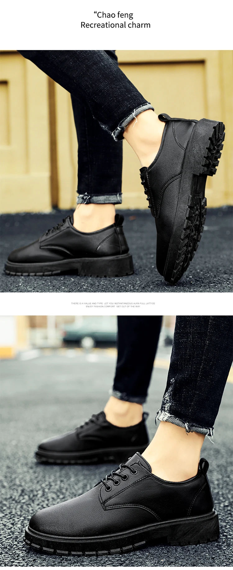 Men's Leather Shoes Casual Comfort Black Formal Oxfords For Men Lightweight Office Shoes