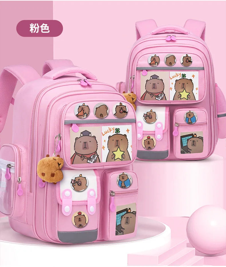 Capibara Student Schoolbag, Large-capacity Children Backpack.Girl Boy Kids Back To School Book Bags