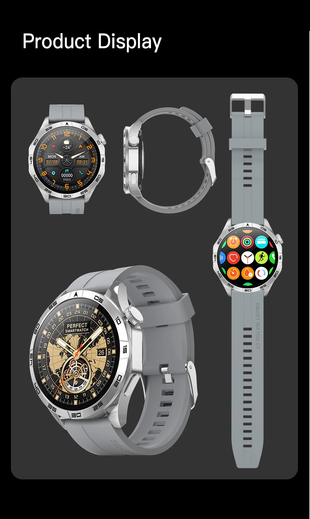 Smart Watch for Men Bluetooth Call Music Play Heart Rate Monitor Outdoor Activities Calorie Tracker Sport Watch