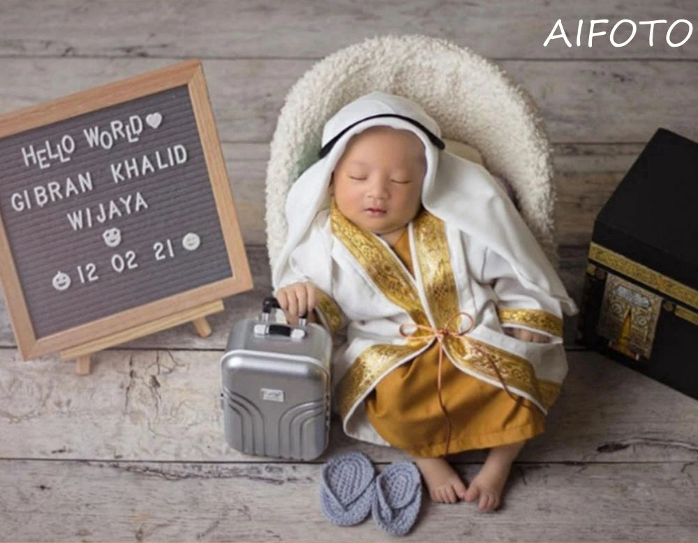 Newborn Photography Props BABI Boy Clothes Creative Mini Suitcase Luggage Baby Photo Props Accessories Store Arab Robe Costum