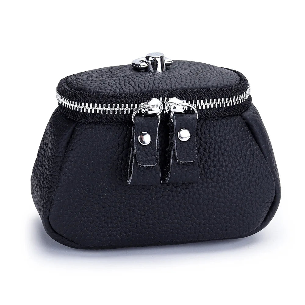 Ladies Genuine Leather Cosmetic Bag Fashion Cosmetic Case Makeup Bag Women Clutch Mini Toiletry Bag Cosmetic Pouch with Lanyard