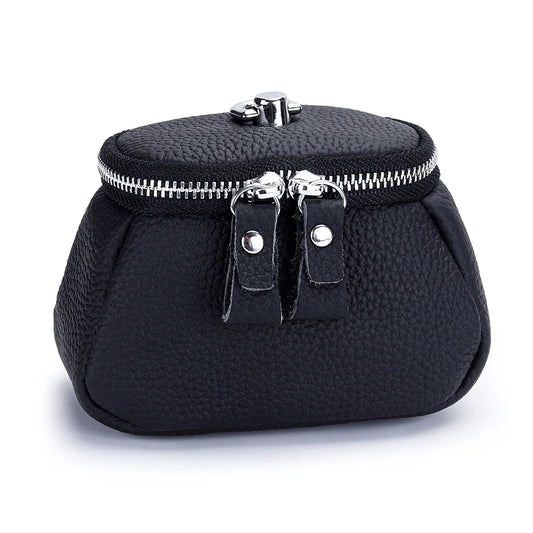 Ladies Genuine Leather Cosmetic Bag Fashion Cosmetic Case Makeup Bag Women Clutch Mini Toiletry Bag Cosmetic Pouch with Lanyard