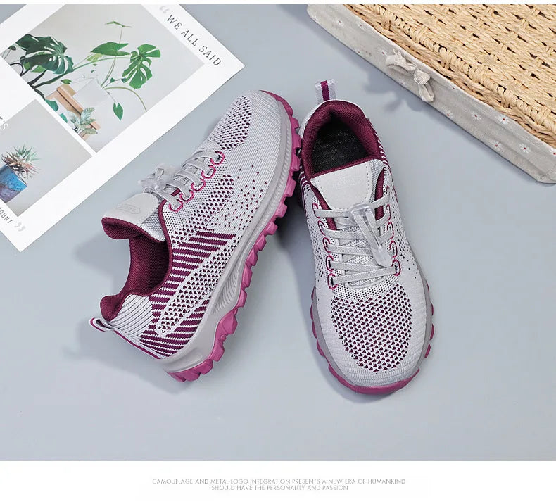 2025 Women Sneakers Fashion Platform Lace Up Casual Sports Shoes Comfortable Running Ladies Vulcanized Shoes Female Footwear