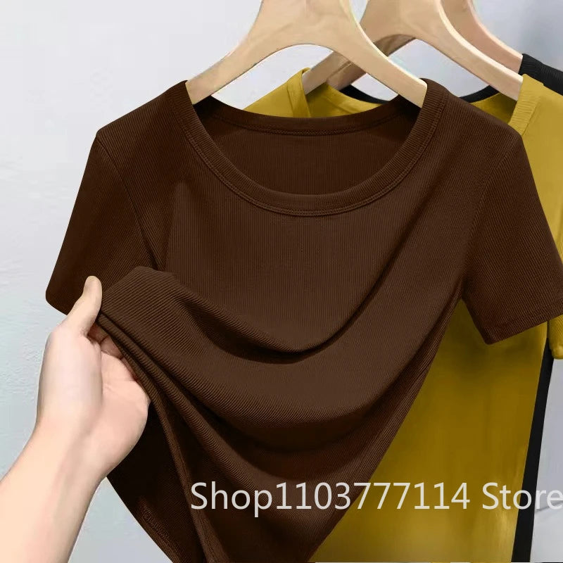 Summer woman O Neck T-Shirt Fashion Trendy Loose Fit Short Sleeve Soft Breathable  Casual Tops Daily Wear Street Style Outfits