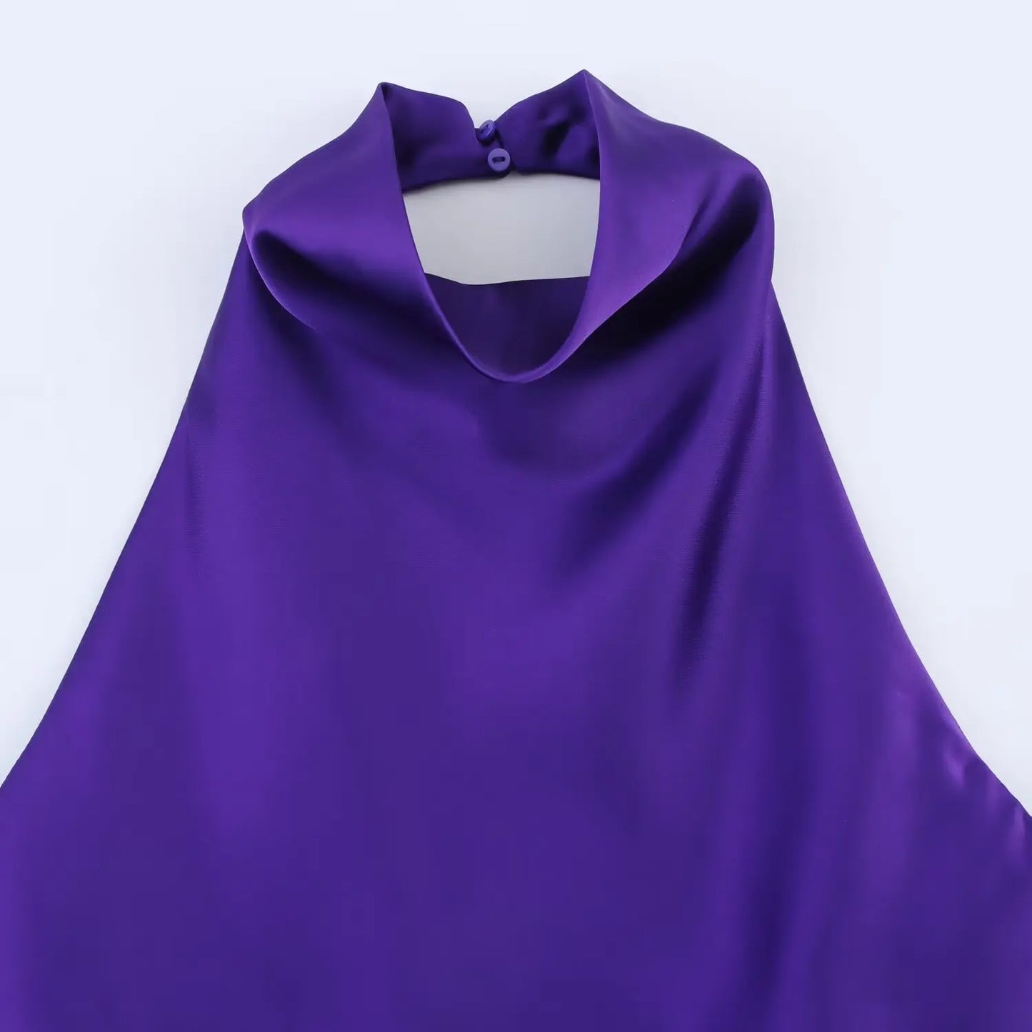 HH Women Summer Sexy Sleeveless Backless Vest Top Female New Fashion Solid Chic Neck Halter Button Pleated Design Slim Top