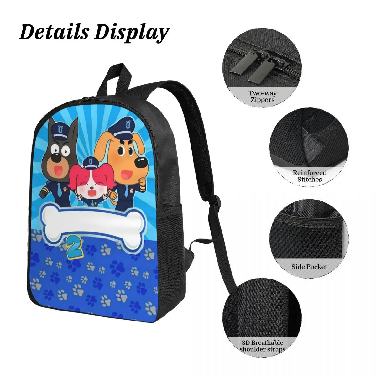 Sheriff Labrador Backpack Student Boys Girls BookBag School Bag Computer Shoulder Bags 3ps Insulated Lunch Bag Pencil Case