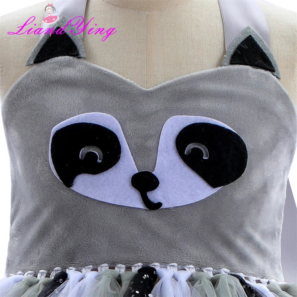 Girl Cartoon Raccoon Sloth Koala Piggy Rabbit Tutu Sling Dress Children Cosplay Festival Performance Dance Costume Headband Sets