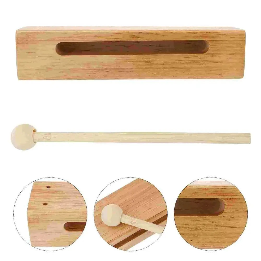 Square Percussion Instruments Wood Beaters with Mallets Musical Rhythm Block Double Tone Handheld Orff Music Instruments Gift