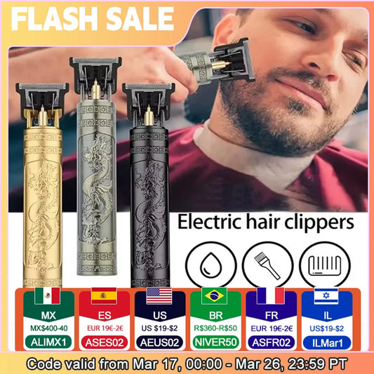 Vintage T9 Electric Hair Cutting Machine Hair Clipper Professional Men Shaver Rechargeable Barber Trimmer for Men Dragon Buddha