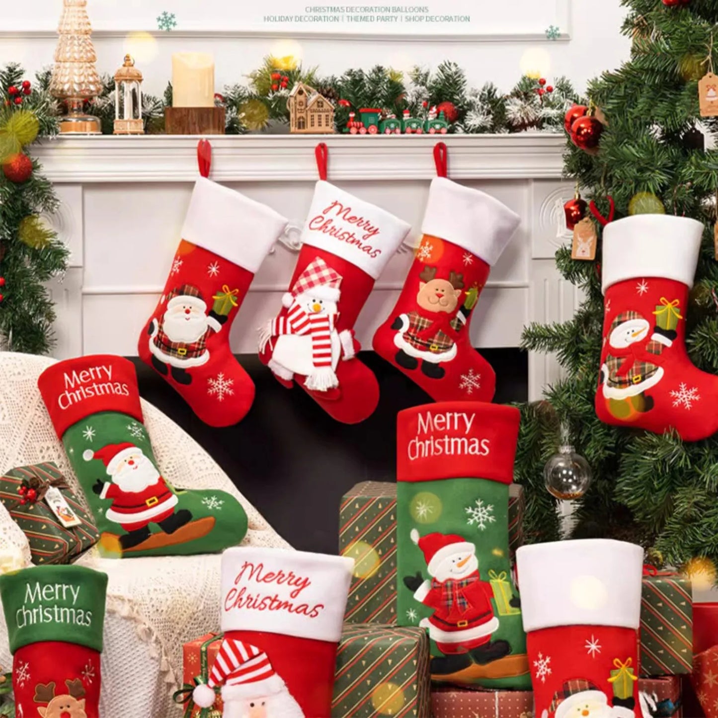 Christmas Home Decorations Candy Gift Bag Christmas Stocking Sock Christmas Ornament Christmas Stocking Xmas Tree Hanging Decor