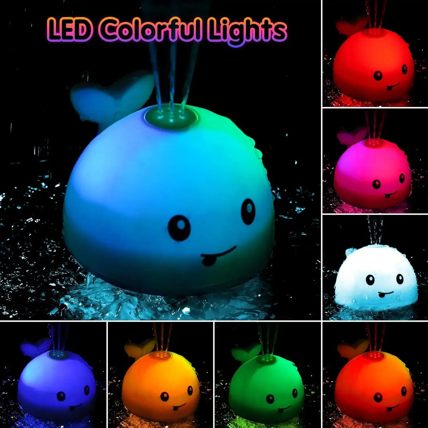 Waterproof Baby Bath Toys Whale Automatic Bathroom Toy Sprinkler Glowing LED Light toy,kids Infant Swim Pool Bathroom Toys Gifts