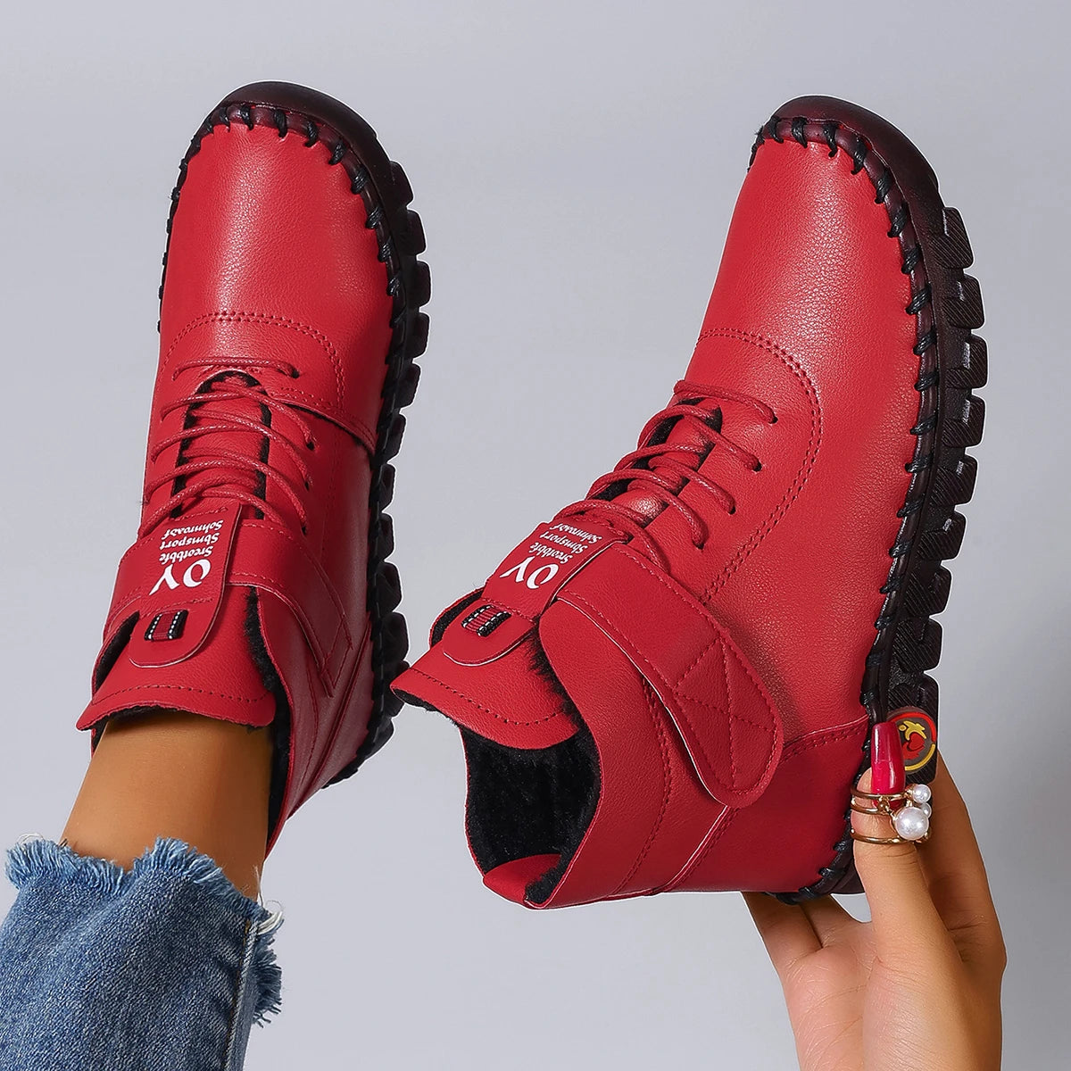 Women Boots 2025 New Comfortable Flat Ankle Boots Luxury Casual Thickened Warm Mom Shoes Fashion Handmade Cotton Shoes Women