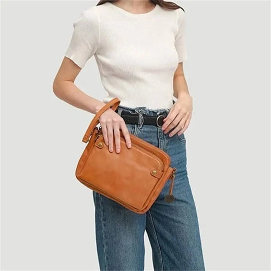 Ladies' Shoulder Crossbody Bag Vintage Handmade Leather Square Messenger Bag Fashion Classic Simple Daily Or Business Bag