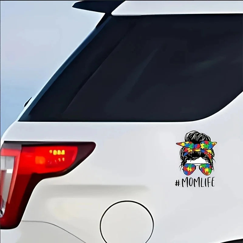 9x12cm Autism Mom Car Sticker, Fun Waterproof Sticker for Cars, Trucks, Motorcycles, Walls, Windows, PVC Material