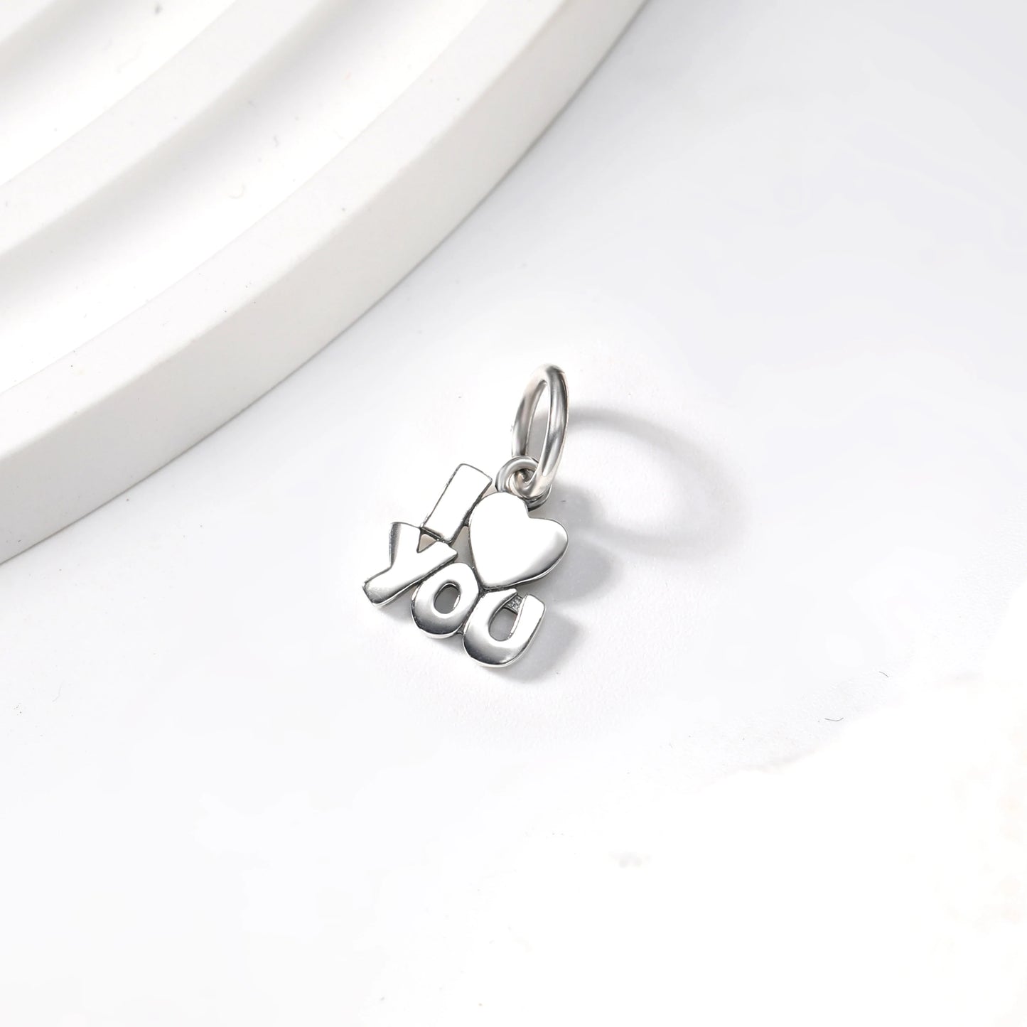 Sterling Silver I Love You Charm Dainty Letter Pendant for Women Bracelet DIY Jewelry