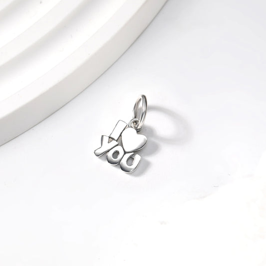 Sterling Silver I Love You Charm Dainty Letter Pendant for Women Bracelet DIY Jewelry