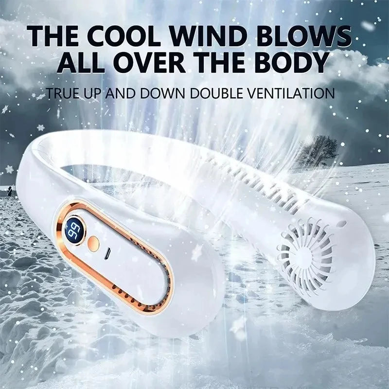 Hanging Neck Fan Digital Display Power Ventilador Bladeless Neckband Fan Portable Mini Air Cooler USB Rechargeable Electric Fans