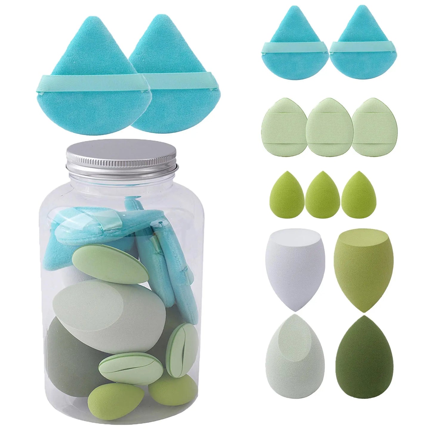 14pcs Makeup Sponge Set Canned High Quality Non-Latex Soft For Liquid Bb Cream Powder Application Dry Wet Dual-Use Powder Puff