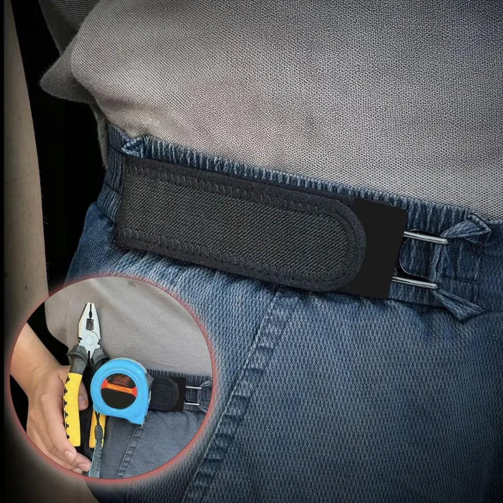 Buckleless Belt Hook Adjustable Metal Hook Elastic Belt Unisex Buckle-Free Invisible Waist Belt Closure for Outdoor Work EDC