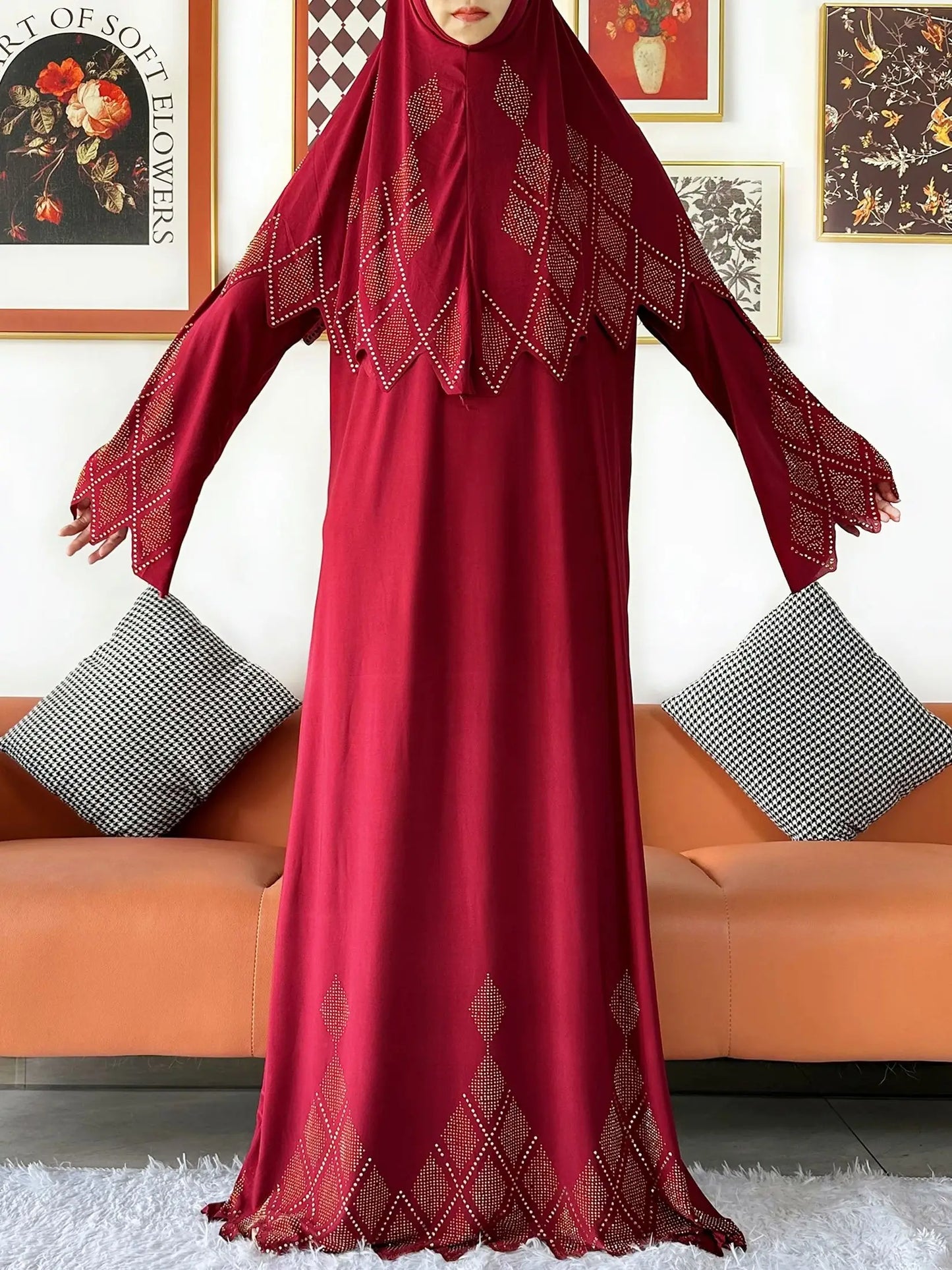 2025 Islamic Women's Hijab Scarf Long Dress Sets Prayer Garment Set Long Khimar Dress And Hijab Combo for Ramadan Daily Wear