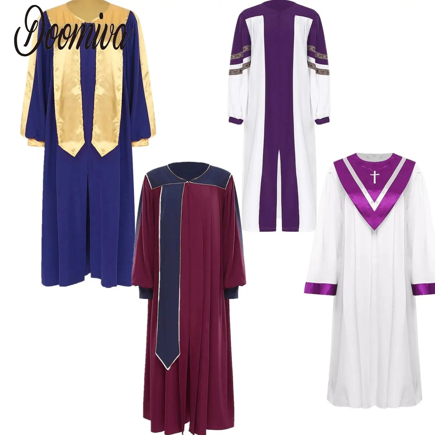 Womens Church Clergy Loose Choir Robe Dress Priest Preacher Dresses Baptism Confirmation Officiant Costume Praise Worship Dress