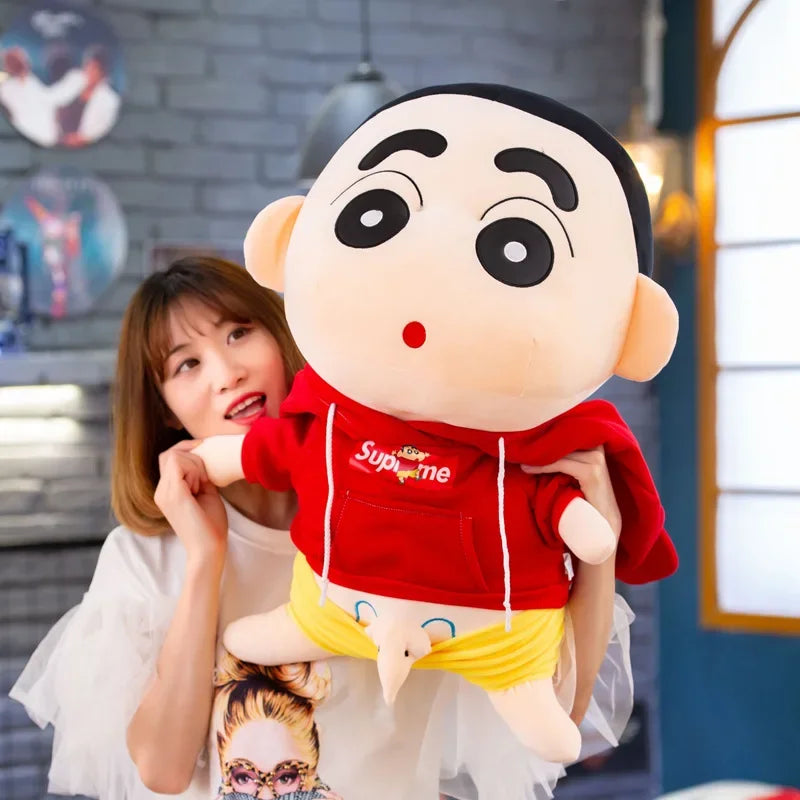 26-70cm Anime Crayon Shin-chan Doll Plush Red Blue Hoodies Detachable Collection Kawaii Stuffed Toys Dolls Bedroom Decoration