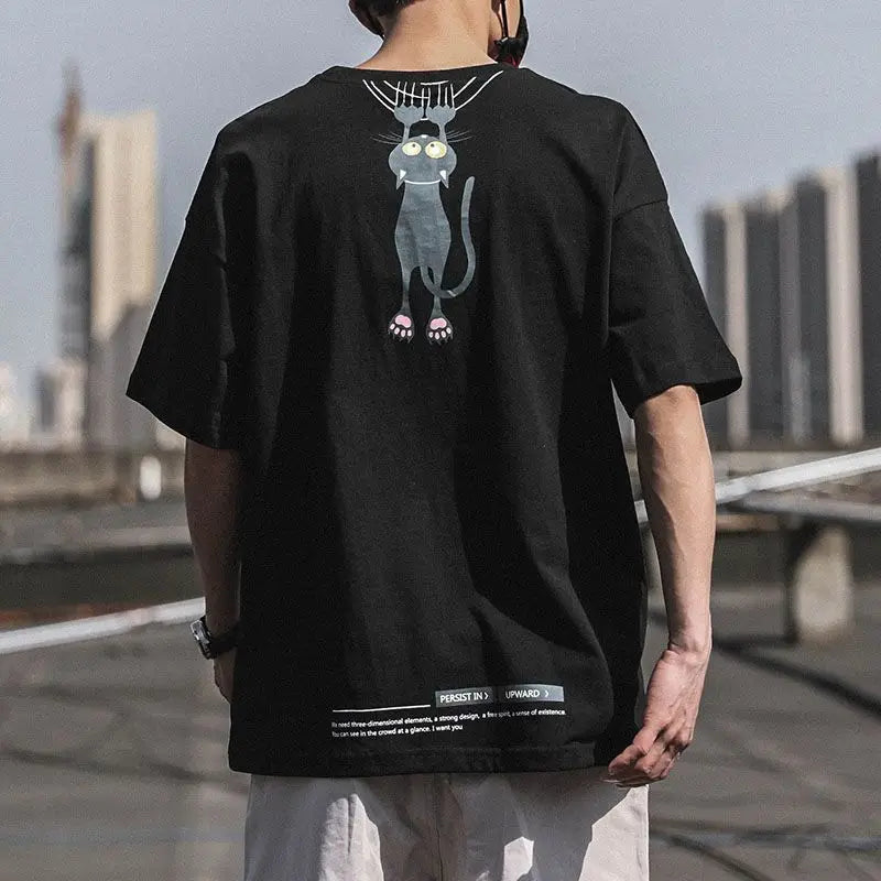 Pure Cotton New Printed T-shirt for Men Short-sleeved Trendy Brand Trendy Half-sleeved Loose Couple T-shirt Original Retro
