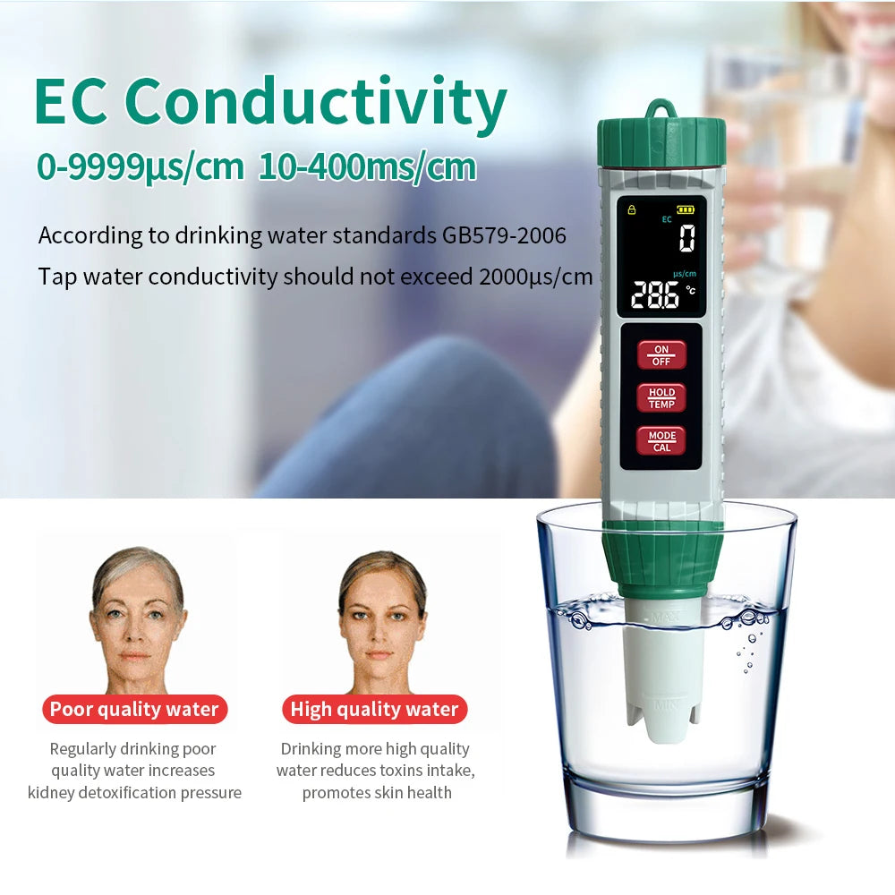 X51 Digital Water Quality Monitor Tester TDS PH Meter PH/TDS/EC/SALT/Temperature Meter for Pools Drinking Water Aquariums